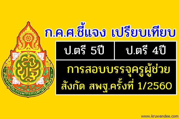 ก.ค.ศ.เปรียบเทียบ ป.ตรี 5ปี และ ป.ตรี 4ปี กับการสอบบรรจุครูผู้ช่วย สังกัด สพฐ.ครั้งที่ 1/2560