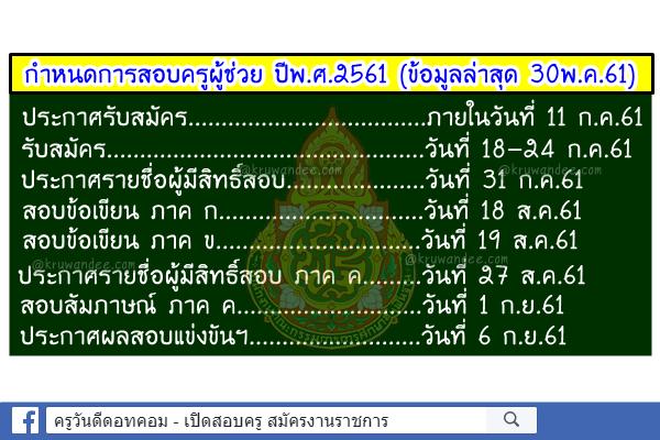 มาแล้ว..ปฏิทินสอบครูผู้ช่วย สพฐ. ประกาศภายใน11ก.ค.61-รับสมัคร วันที่ 18-24 ก.ค.61