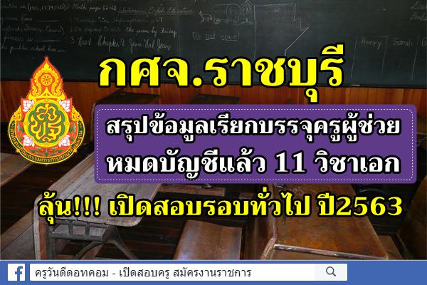 กศจ.ราชบุรี สรุปข้อมูลเรียกบรรจุครูผู้ช่วย หมดบัญชีแล้ว 11 วิชาเอก 