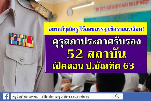 คุรุสภาประกาศรับรอง 52 สถาบันเปิดสอน ป.บัณฑิต 63