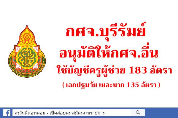 กศจ.บุรีรัมย์ ให้กศจ.อื่นใช้บัญชีครูผู้ช่วย 183 อัตรา (ปฐมวัย เยอะมาก 135 อัตรา)