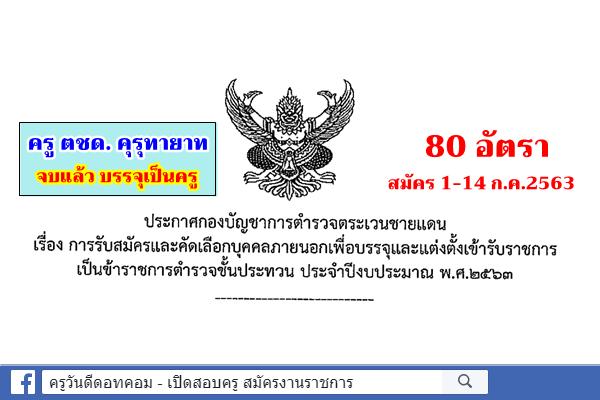 กองบัญชาการตำรวจตะเวนชายแดน รับสมัครและคัดเลือกเพื่อบรรจุเป็นข้าราชการ ครู ตชด. คุรุทายาท ปีพ.ศ.2563