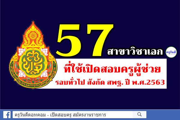 57 สาขาวิชาเอก ที่ใช้เปิดสอบครูผู้ช่วย ปีพ.ศ.2563