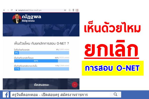 เว็บไซต์ nataphol.com ออกโพลสำรวจ เห็นด้วยไหม ยกเลิกการสอบ O-NET