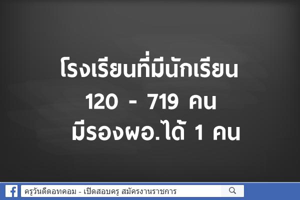 โรงเรียนที่มีนักเรียน 120 - 719 คน มีรองผอ.ได้ 1 คน