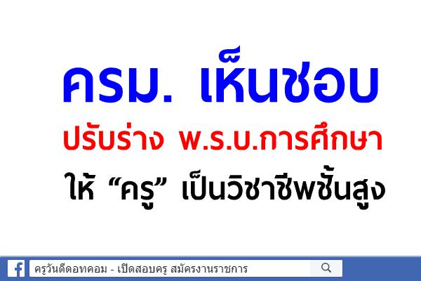 ครม. เห็นชอบปรับร่าง พ.ร.บ.การศึกษา ให้ “ครู” เป็นวิชาชีพชั้นสูง