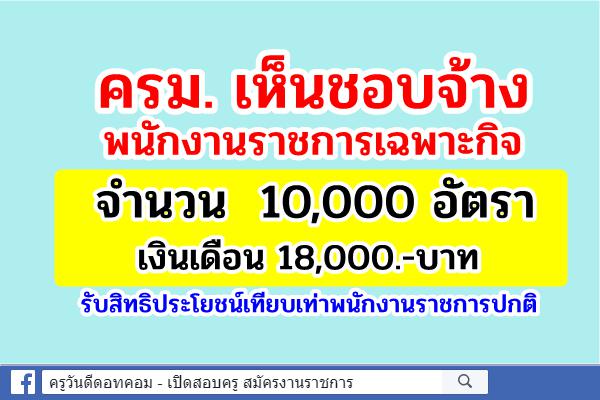 ครม. เห็นชอบจ้างนักศึกษาจบใหม่ 10,000 อัตรา เป็นพนักงานราชการเฉพาะกิจ เงินเดือน 18,000.-บาท