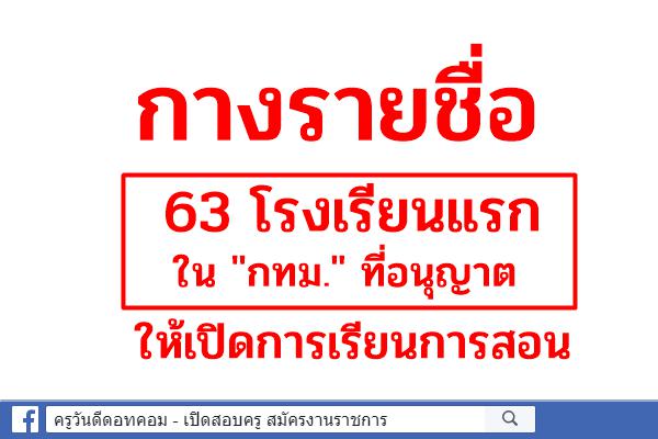 กางรายชื่อ 63 โรงเรียนแรกใน "กทม." ที่อนุญาตให้เปิดการเรียนการสอน