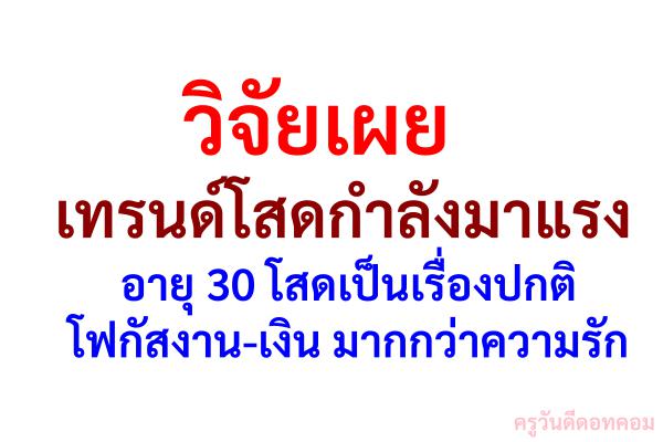 วิจัยเผย เทรนด์โสดกำลังมาแรง อายุ 30 โสดเป็นเรื่องปกติ โฟกัสงาน-เงิน มากกว่าความรัก