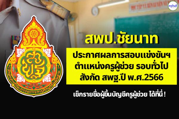 สพป.ชัยนาท ประกาศผลสอบแข่งขันฯ ตำแหน่งครูผู้ช่วย ผลสอบภาค ค ครูผู้ช่วย ปี 2566