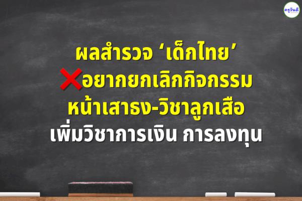 ผลสำรวจ ‘เด็กไทย’ อยากยกเลิกกิจกรรมหน้าเสาธง-วิชาลูกเสือ เพิ่มวิชาการเงิน การลงทุน