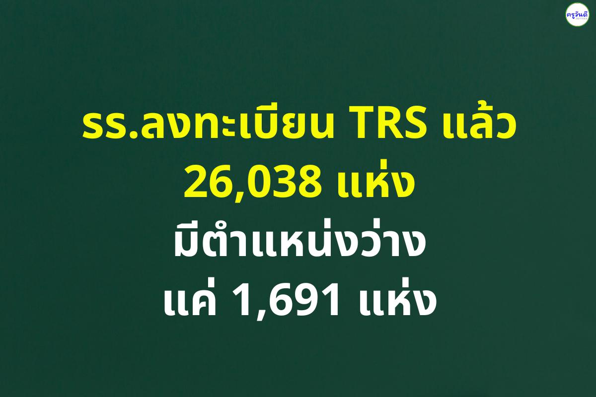 รร.ลงทะเบียน TRS แล้ว 26,038 แห่ง มีตำแหน่งว่างแค่ 1,691 แห่ง