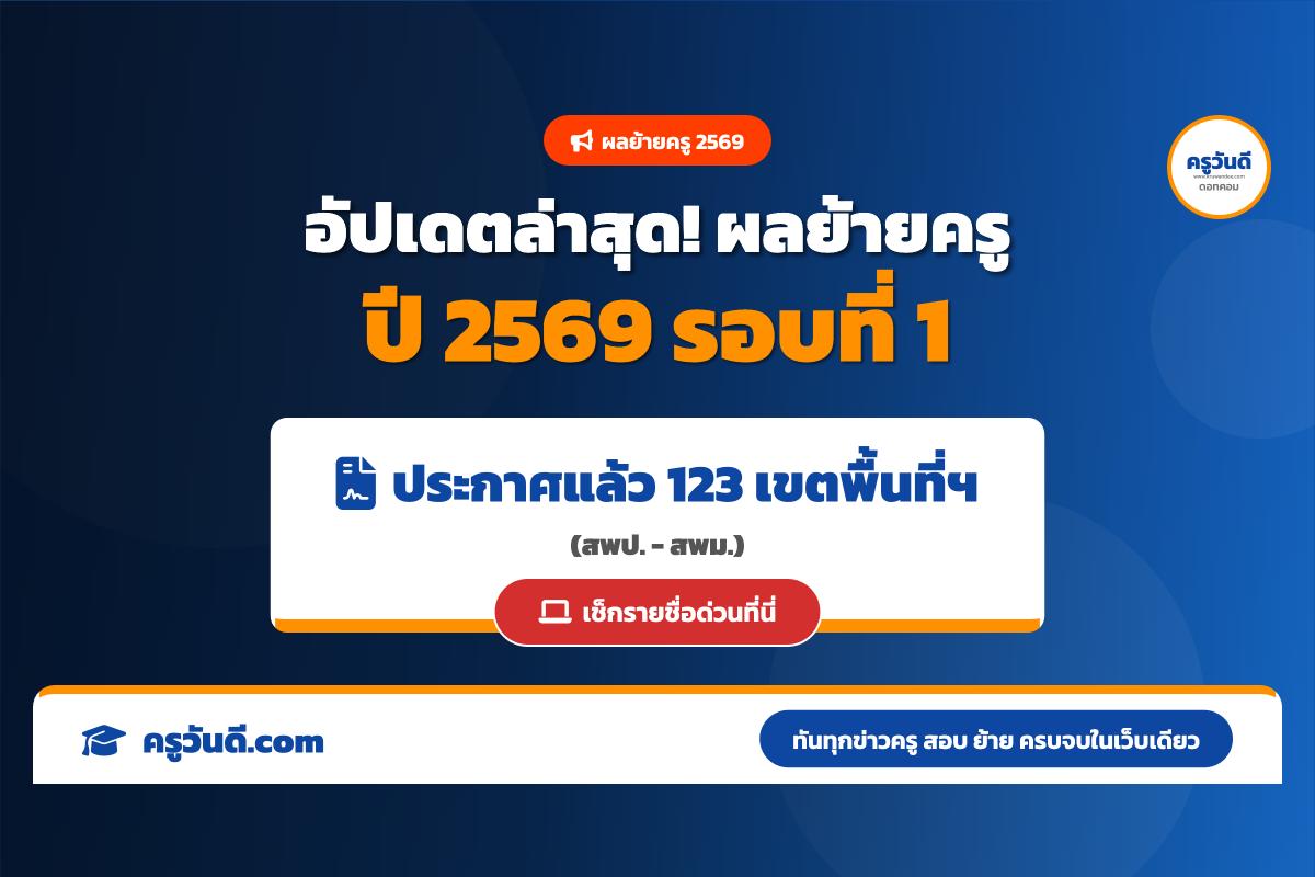 อัปเดตล่าสุด! ผลย้ายครูกรณีปกติ รอบที่ 1 ปี 2569 รวมลิงก์ประกาศ 123 เขตพื้นที่ (สพป.-สพม.)