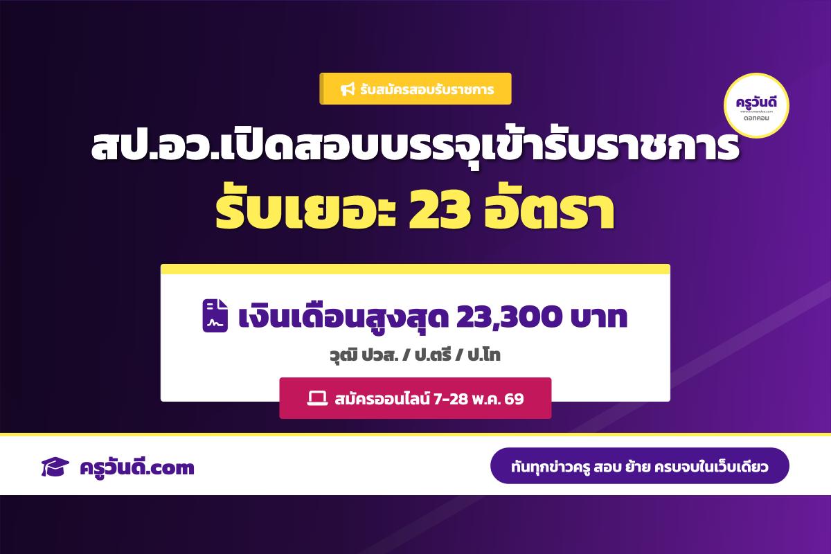 สำนักงานปลัดกระทรวงการอุดมศึกษา วิทยาศาสตร์ วิจัยและนวัตกรรม (สป.อว.) เปิดรับสมัครสอบแข่งขันเพื่อบรรจุเข้ารับราชการ 23 อัตรา (สมัครออนไลน์ 7-28 พ.ค. 69)