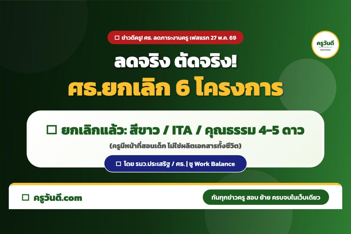 เฟสแรกมาแล้ว! ศธ. ยกเลิก สถานศึกษาสีขาว-ITA-คุณธรรม 4-5 ดาว ลดภาระครูจริงจัง