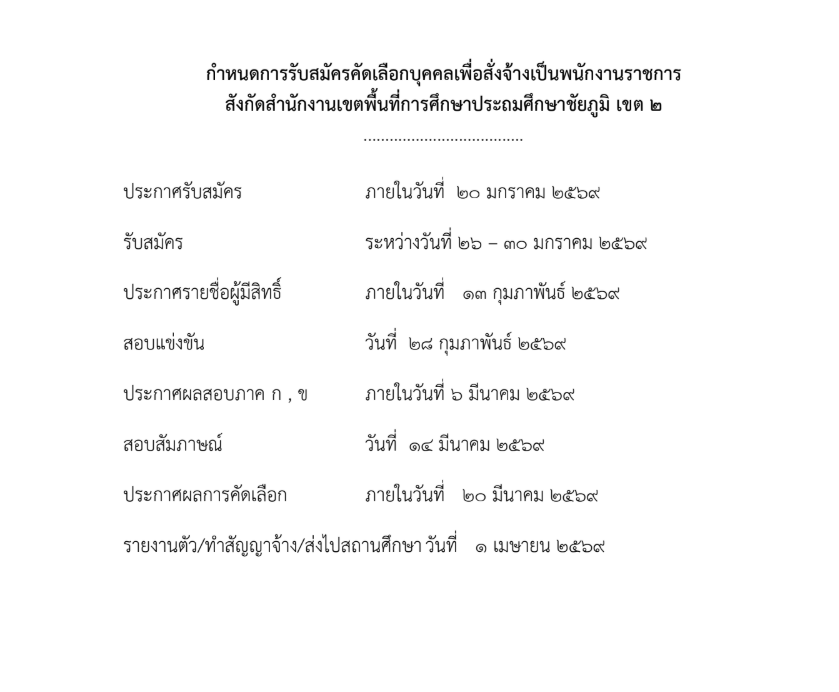 ประกาศรับสมัครครู สพป.ชัยภูมิ เขต 2 รูปที่ 1