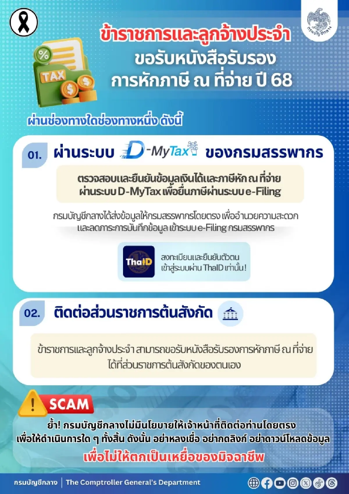กรมบัญชีกลางเชื่อมข้อมูล D-MyTax
